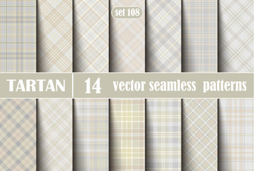 Set Pastel Tartan Seamless Pattern