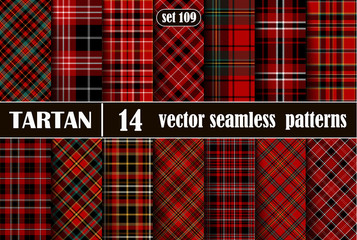 Set Red Tartan Seamless Pattern - 272334863