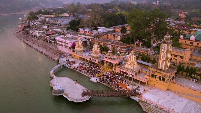 Aerial view on Rishikesh, India, 4k drone footage