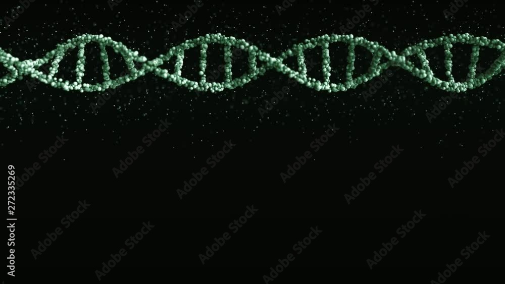 Poster moving green dna molecule model, blank space for custom content. loopable motion background