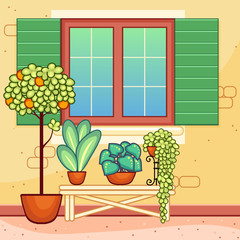 Mediterranean style window with plants