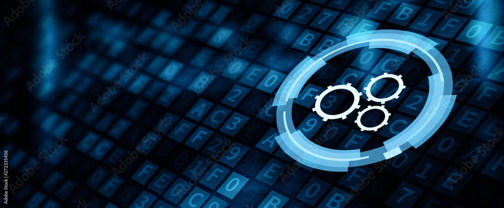 Poster automation software technology process system business concept