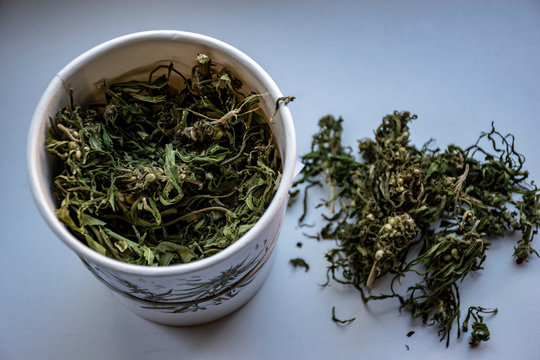 dry leaf cannabis green tea