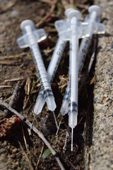 Used needles in a public park