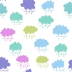 Clouds colorful seamless pattern. Rain backdrop. Weather background.