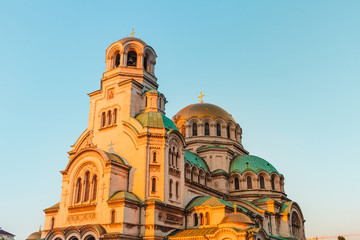 alexander nevsky cathedral in sofia bulgaria during sunset