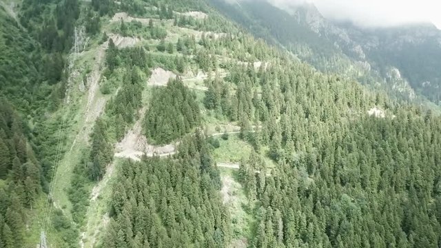 Drone footage of the mountainside near Sultan Murat yayla in Trabzon, Turkey