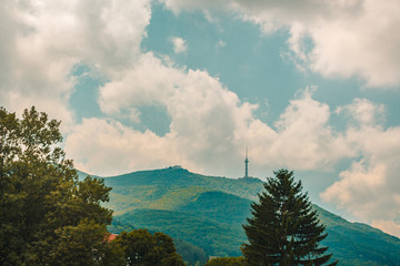 telecommunication tower on top of mountain vitosha in sofia bulgaria