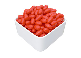 Superfood Goji Berries in white square bowl isolated on white background