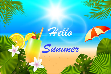 Bonjour signe de l'été des fruits tropicaux frais