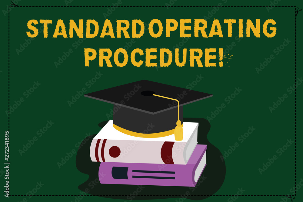 Aufkleber text sign showing standard operating procedure. conceptual photo detailed directions on how to perfo