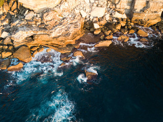 View of rocks on the cliff coastline.