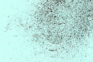 Vintage cyan background. Rough painted wall of hazel color. Imperfect plane of brown colored. Uneven old decorative toned backdrop of blue tint. Texture of azure hue. Ornamental stony surface.