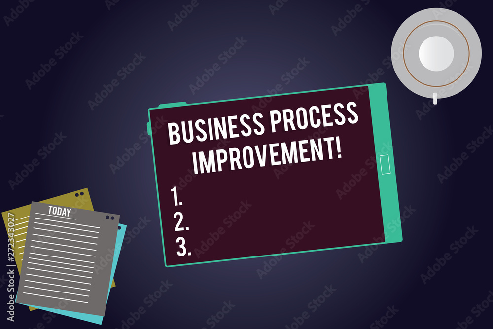 Poster writing note showing business process improvement. business photo showcasing optimize process ineffi