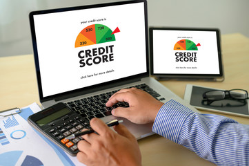 CREDIT SCORE (Businessman Checking Credit Score Online and Financial payment Rating Budget Money)