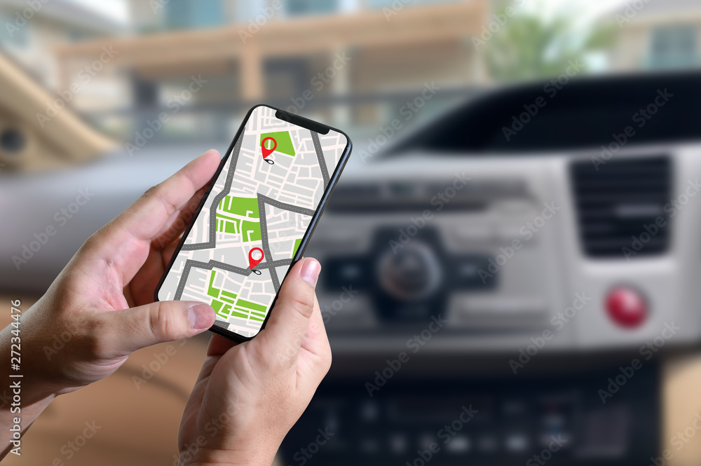 Poster gps map to route destination network connection location street map with gps icons navigation