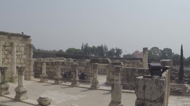 Fly-in the ancient Synagogue of Capernaum. Israel. GP011896-02