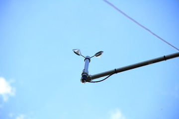 An anemometer is a device used for measuring wind speed, and is also a common weather station instrument.