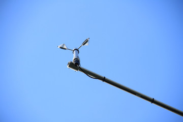 An anemometer is a device used for measuring wind speed, and is also a common weather station...