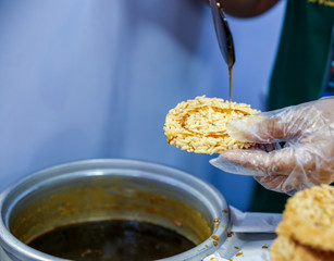 Kao Tung ,crisp rice sheets eaten baked is Thailand sweets.