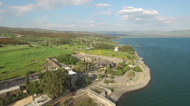Aerial view of Franciscan monastery at Capernaum. Israel. DJI-0009-05