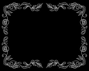 Foral frame design elements for invitations, greeting cards. Hand drawn vector illustration. Line art. Outline collection
