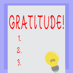 Handwriting text Gratitude. Concept meaning Quality of being thankful Appreciation Thankfulness Acknowledge