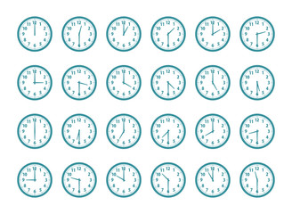 時計　30分単位　青緑