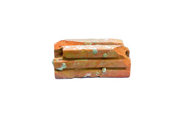 Old brick and cement stains isolated on white background.