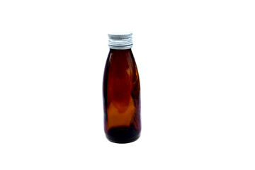 Used Brown bottle with lid isolated on white background.