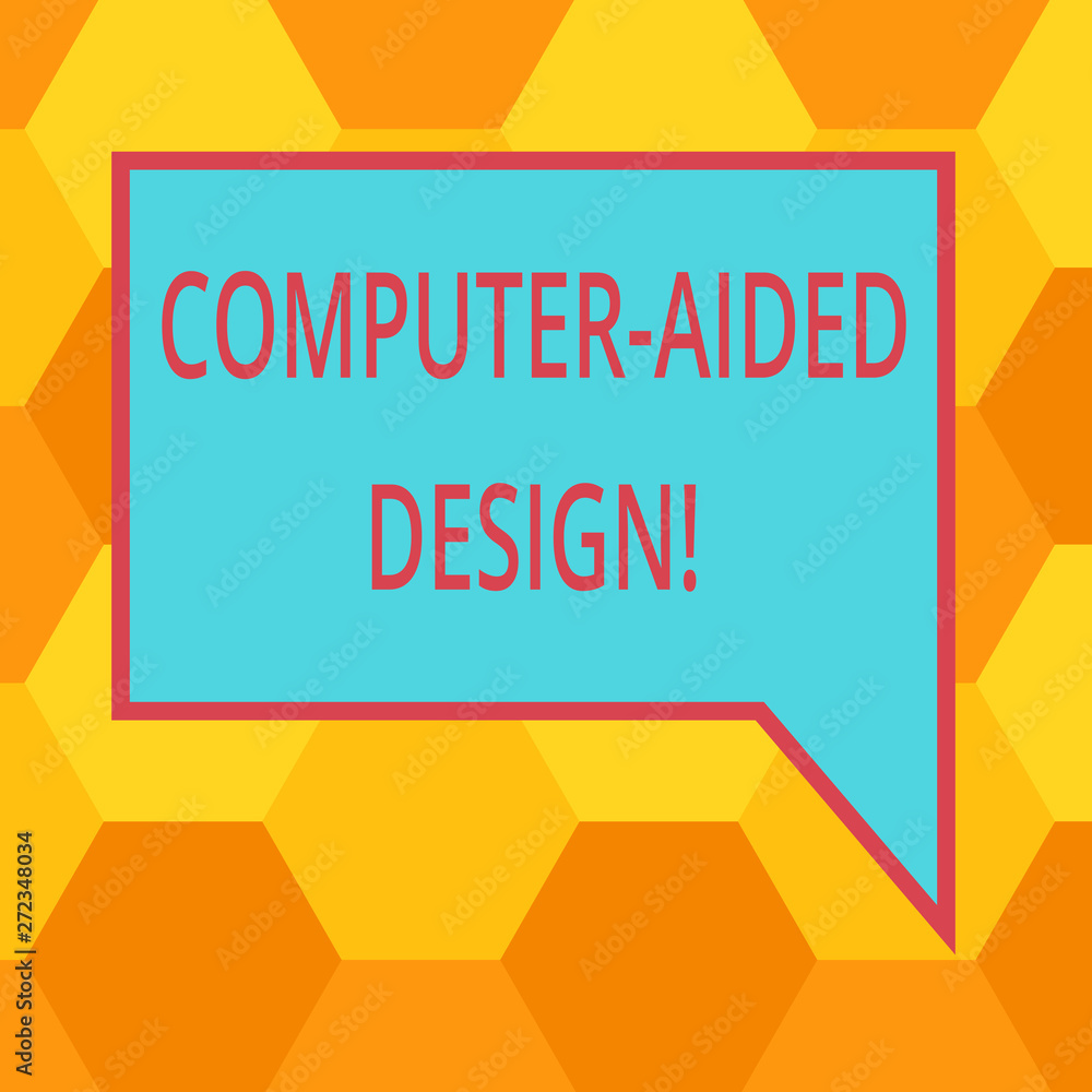 Poster handwriting text writing computer aided design. concept meaning cad industrial designing by using el