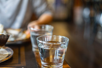 Water glass on the table