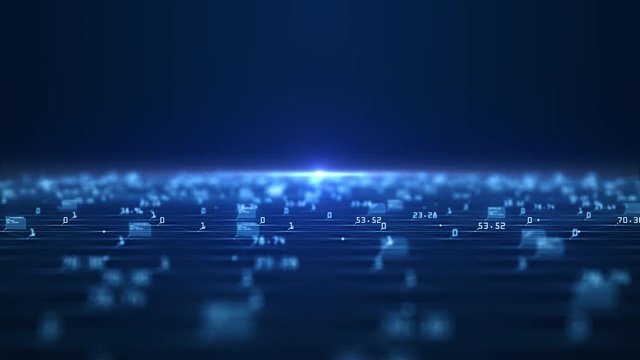 Big data visualization concept. Machine learning algorithms. Analysis of information. Technology data and binary code network conveying connectivity, complexity and data flood of modern digital age.