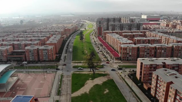 flight on the edge of buildings in the city of Soacha Colombia