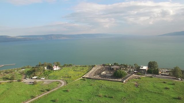 Aerial of Capernaum ancient village and Sea of Galilee. DJI-0010-05