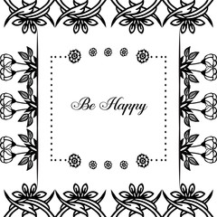 Vector illustration various pattern flower frame for decoration writing be happy