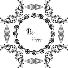 Vector illustration various pattern flower frame for decoration writing be happy