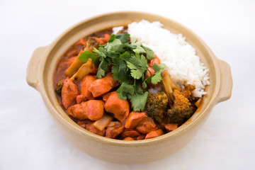 Butter chicken curry with Broccoli in Bowl