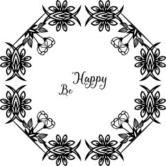 Vector illustration various pattern flower frame for decoration writing be happy