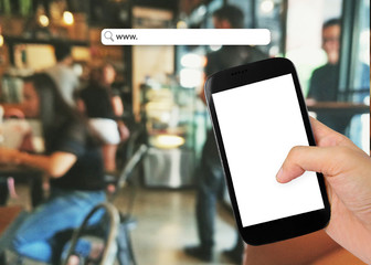 Coffee cafe with address bar, online shopping background.vintage tone.