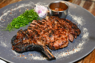 Grilled beef with local herbs and spicy sauce, Thai food