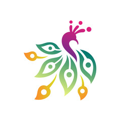 elegance peacock flat logo design