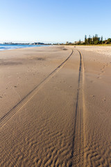 Tyre tracks in the sand, Surfer's Paradise, Gold Coast, Queensland, Australia