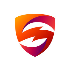 shield initial/letter s logo design with thunder shape