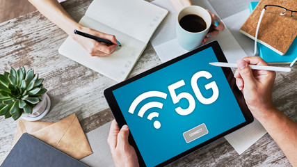 5g Fast mobile internet connection, Ne generation communication and modern technology concept.