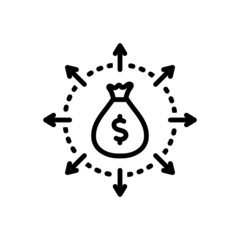 Black line icon for budget spending