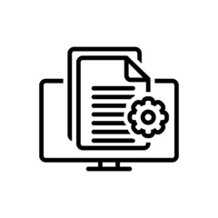 Black line icon for content management