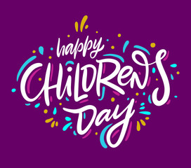 Happy Children's day phrase. Hand drawn vector lettering.