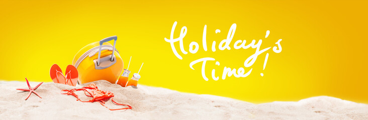 Holidays sea set suitcase orange juice bikini