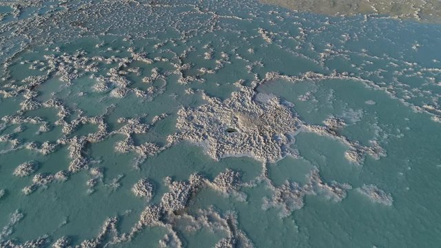 Aerial of salt formation of the Dead Sea. Ein Bokek. Israel. DJI_0039-02